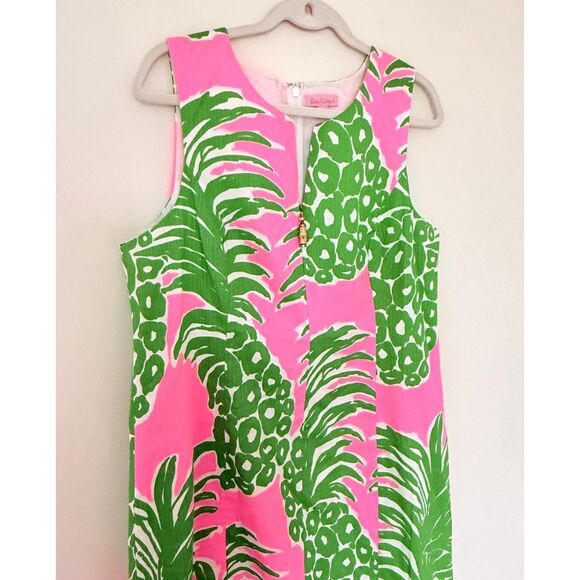 Lilly Pulitzer Mila Pink Pout Flamenco Cotton Front Zip Sleeveless Dress Sz 16 - Picture 9 of 10